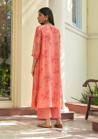 Hibiscus floral embroidered tunic and pants