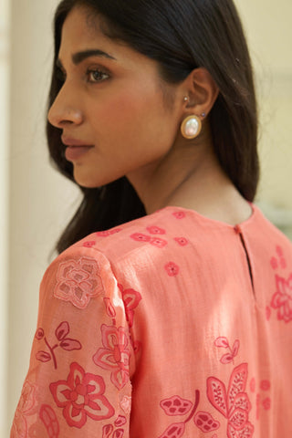 Hibiscus floral embroidered tunic and pants