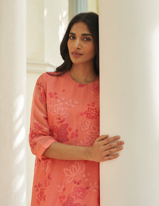 Hibiscus floral embroidered tunic and pants