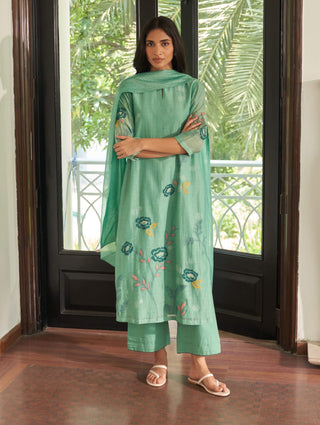 Mint applique kurta set