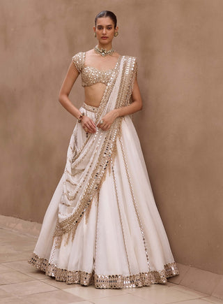 Off white linear lehenga set