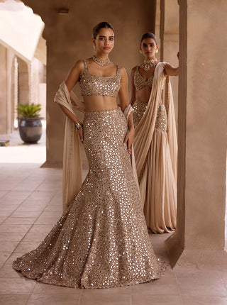 Light beige fishcut lehenga set