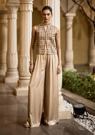 Light beige diamond cutwork jacket set