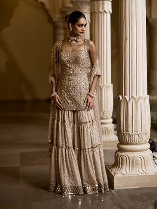 Light beige kurta sharara set