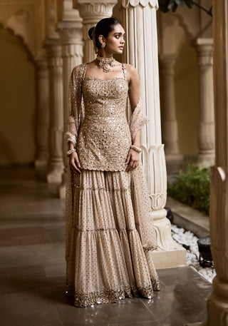 Light beige kurta sharara set