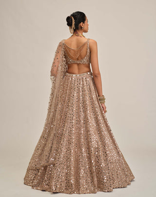 Ash pink mirror embroidered lehenga set