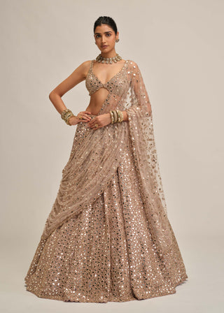 Ash pink mirror embroidered lehenga set