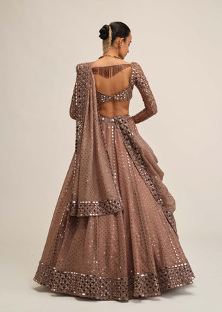 Deep beige sequin embroidered lehenga set