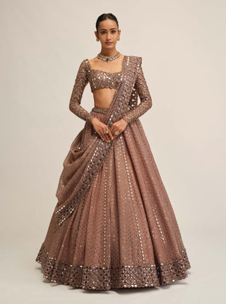 Deep beige sequin embroidered lehenga set
