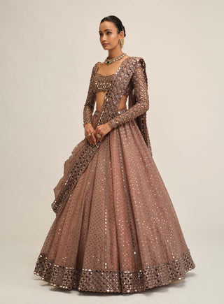 Deep beige sequin embroidered lehenga set
