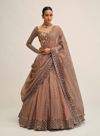 Deep beige sequin embroidered lehenga set