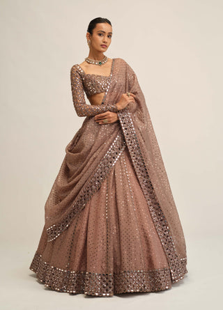 Deep beige sequin embroidered lehenga set