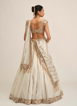 Off white linear lehenga set