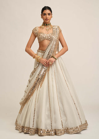 Off white linear lehenga set