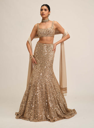 Light beige fishcut lehenga set