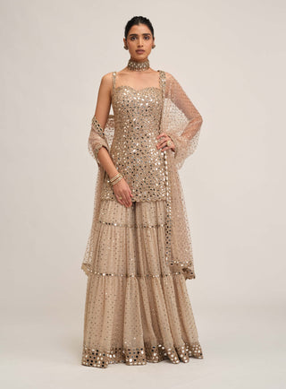 Light beige kurta sharara set
