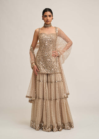 Light beige kurta sharara set