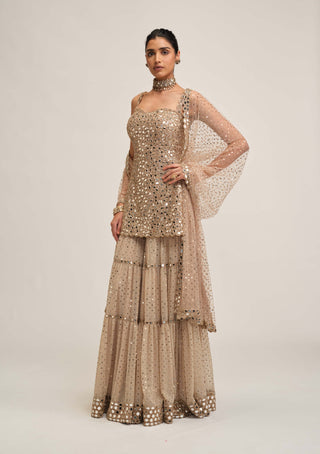 Light beige kurta sharara set