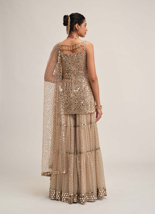 Light beige kurta sharara set