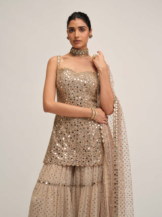 Light beige kurta sharara set