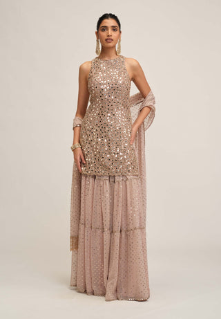 Ash pink kurta sharara set