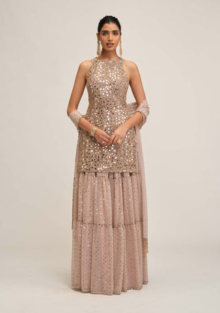 Ash pink kurta sharara set