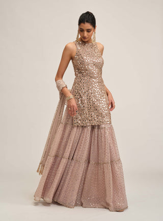 Ash pink kurta sharara set