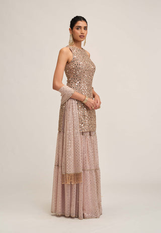 Ash pink kurta sharara set