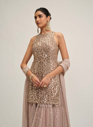 Ash pink kurta sharara set