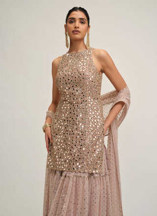 Ash pink kurta sharara set