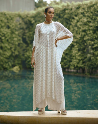 Off-white pearl drop kaftaan set