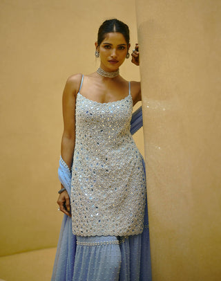 Dew blue kurta and sharara set