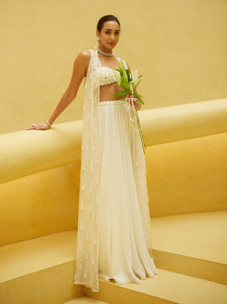 Off-white pearl and mirror jacket and skirt set