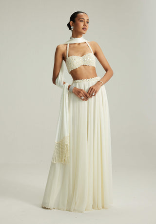 Off-white skirt and halter blouse set