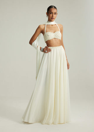 Off-white skirt and halter blouse set