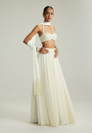Off-white skirt and halter blouse set