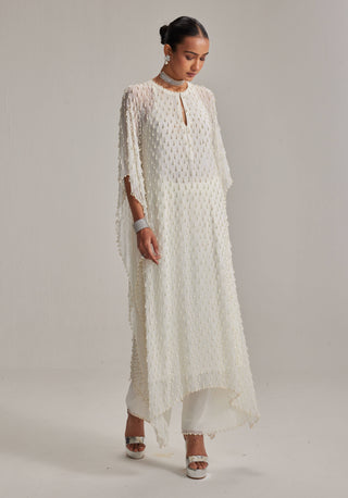 Off-white pearl drop kaftaan set