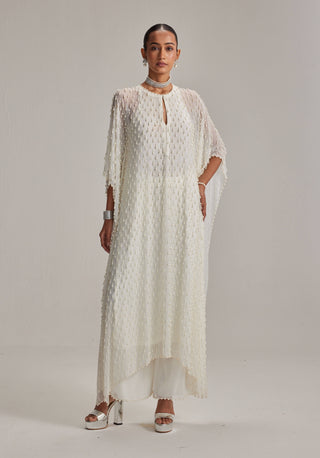 Off-white pearl drop kaftaan set
