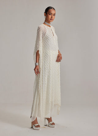 Off-white pearl drop kaftaan set