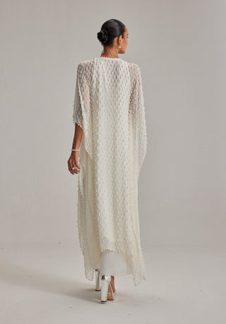 Off-white pearl drop kaftaan set