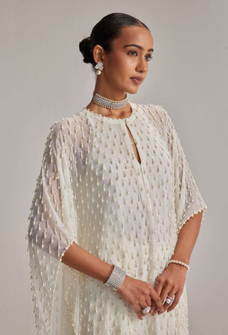 Off-white pearl drop kaftaan set