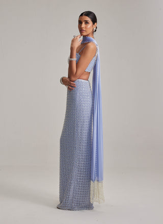 Dew blue pencil skirt set