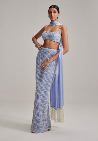 Dew blue pencil skirt set