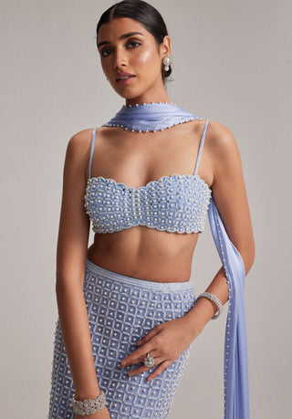 Dew blue pencil skirt set