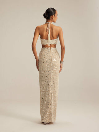 Light beige pencil skirt set