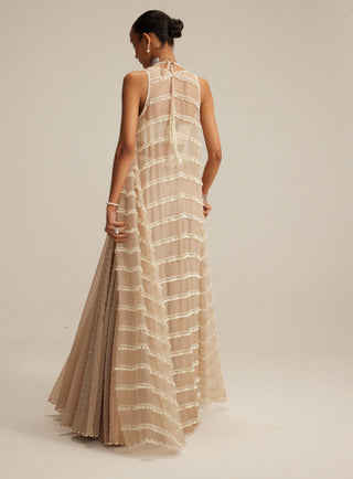 Light beige pearl drop jacket and skirt set
