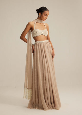 Light beige skirt and halter neck blouse set