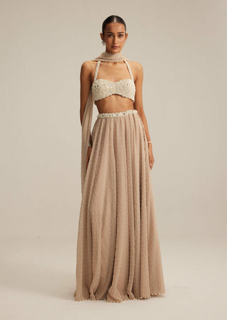 Light beige skirt and halter neck blouse set