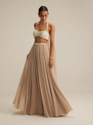 Light beige skirt and halter neck blouse set