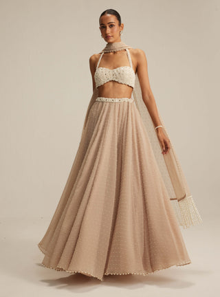 Light beige skirt and halter neck blouse set